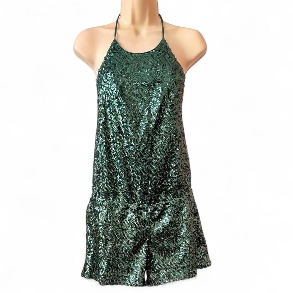 4SI3NNAI brand, Green velvet romper with adjustable